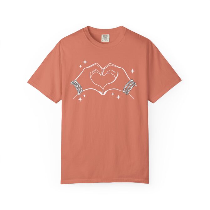 Heart Hands Garment-Dyed T-Shirt, Casual Love Tee, Gift for Friends, Birthday, Valentine's Day, Soft Cotton Shirt - Image 2