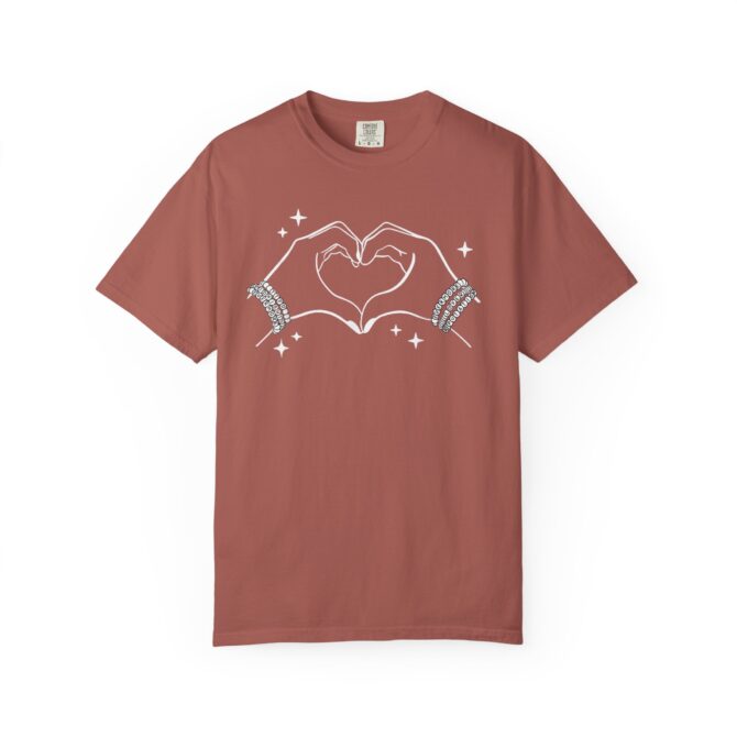 Heart Hands Garment-Dyed T-Shirt, Casual Love Tee, Gift for Friends, Birthday, Valentine's Day, Soft Cotton Shirt - Image 10
