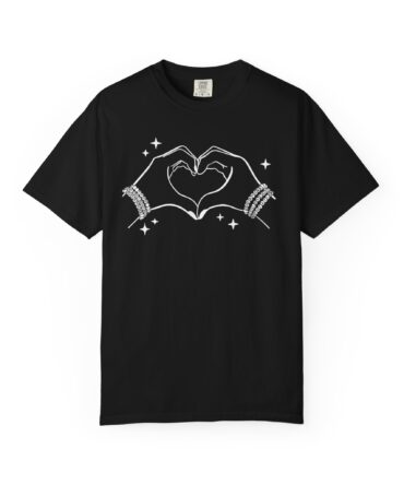 Heart Hands Garment-Dyed T-Shirt, Casual Love Tee, Gift for Friends, Birthday, Valentine's Day, Soft Cotton Shirt