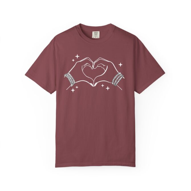 Heart Hands Garment-Dyed T-Shirt, Casual Love Tee, Gift for Friends, Birthday, Valentine's Day, Soft Cotton Shirt - Image 8